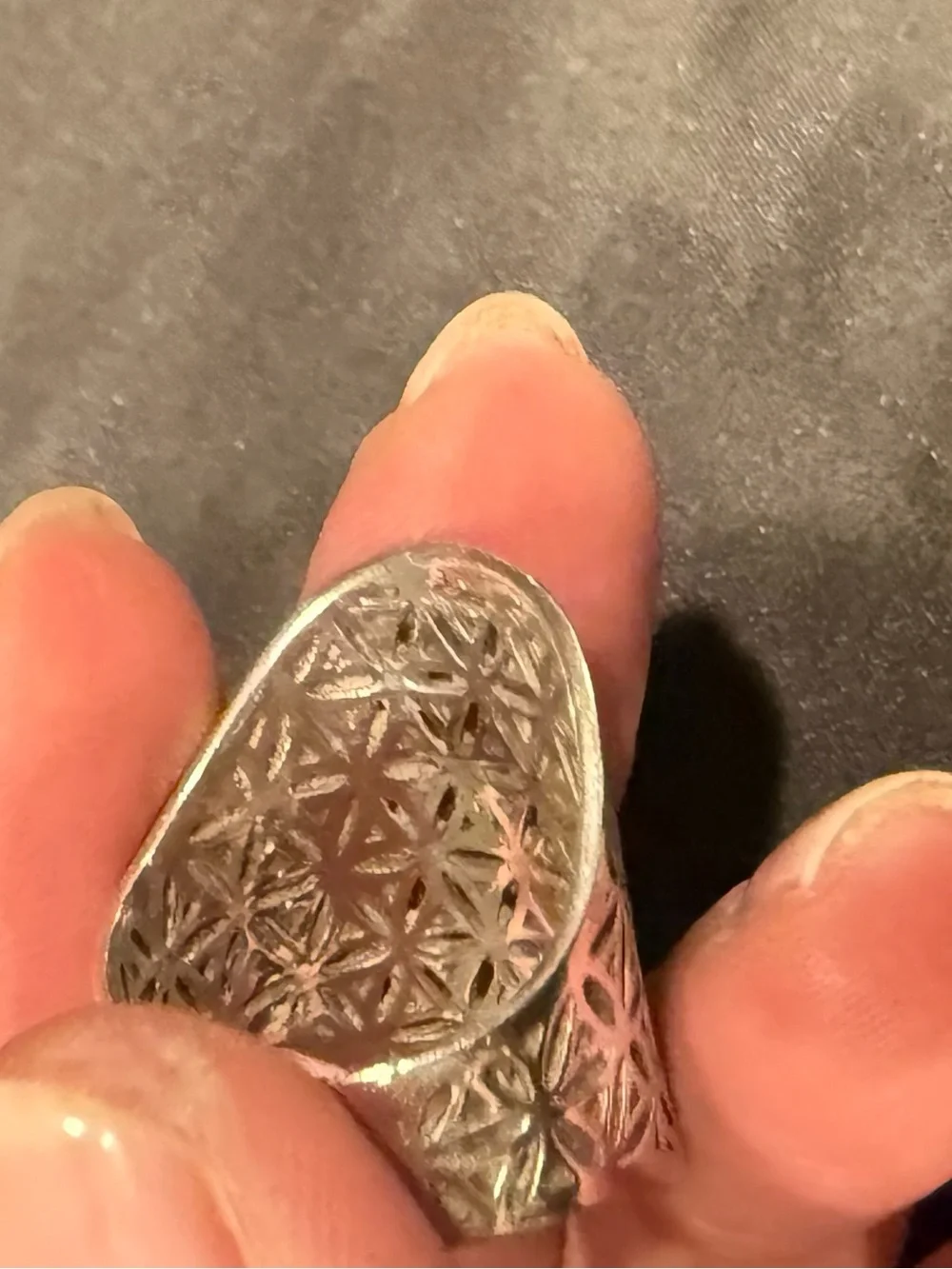 Sterling Silver Flower of Life Statement Ring Sacred Geometry Size 8